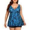 imageYonique Two Piece Plus Size Tankini Swimsuits for Women Flowy Bathing Suits with Shorts Tummy Control SwimwearBlue Paisley 02