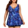 imageYonique Two Piece Plus Size Tankini Swimsuits for Women Flowy Bathing Suits with Shorts Tummy Control SwimwearBlue Paisley 03