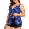 imageYonique Two Piece Plus Size Tankini Swimsuits for Women Flowy Bathing Suits with Shorts Tummy Control SwimwearBlue Paisley 03