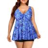 imageYonique Two Piece Plus Size Tankini Swimsuits for Women Flowy Bathing Suits with Shorts Tummy Control SwimwearBlue Paisley 04