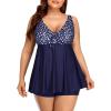 imageYonique Two Piece Plus Size Tankini Swimsuits for Women Flowy Bathing Suits with Shorts Tummy Control SwimwearBlue Polka Dot