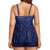 imageYonique Two Piece Plus Size Tankini Swimsuits for Women Flowy Bathing Suits with Shorts Tummy Control SwimwearBlue Striped
