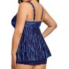 imageYonique Two Piece Plus Size Tankini Swimsuits for Women Flowy Bathing Suits with Shorts Tummy Control SwimwearBlue Striped