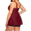 imageYonique Two Piece Plus Size Tankini Swimsuits for Women Flowy Bathing Suits with Shorts Tummy Control SwimwearBurgundy