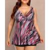 imageYonique Two Piece Plus Size Tankini Swimsuits for Women Flowy Bathing Suits with Shorts Tummy Control SwimwearPink Striped