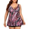 imageYonique Two Piece Plus Size Tankini Swimsuits for Women Flowy Bathing Suits with Shorts Tummy Control SwimwearPink Striped
