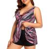 imageYonique Two Piece Plus Size Tankini Swimsuits for Women Flowy Bathing Suits with Shorts Tummy Control SwimwearPink Striped