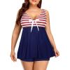 imageYonique Two Piece Plus Size Tankini Swimsuits for Women Flowy Bathing Suits with Shorts Tummy Control SwimwearRedblue