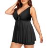 imageYonique Two Piece Plus Size Tankini Swimsuits for Women Flowy Bathing Suits with Shorts Tummy Control SwimwearSolid Black
