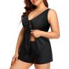 imageYonique Two Piece Plus Size Tankini Swimsuits for Women Flowy Bathing Suits with Shorts Tummy Control SwimwearSolid Black