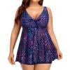 imageYonique Two Piece Plus Size Tankini Swimsuits for Women Flowy Bathing Suits with Shorts Tummy Control SwimwearStar Whole Sky