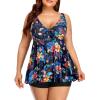 imageYonique Two Piece Plus Size Tankini Swimsuits for Women Flowy Bathing Suits with Shorts Tummy Control SwimwearYellow Black Floral