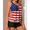 imageYonique Womens Blouson Tankini Swimsuits Two Piece Strappy Bathing Suit Tops with Shorts Criss Cross SwimwearAmerican Flag