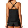 imageYonique Womens Blouson Tankini Swimsuits Two Piece Strappy Bathing Suit Tops with Shorts Criss Cross SwimwearBlack 02