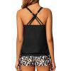 imageYonique Womens Blouson Tankini Swimsuits Two Piece Strappy Bathing Suit Tops with Shorts Criss Cross SwimwearBlack
