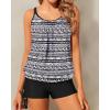 imageYonique Womens Blouson Tankini Swimsuits Two Piece Strappy Bathing Suit Tops with Shorts Criss Cross SwimwearBlackwhite Tribal