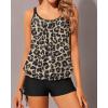 imageYonique Womens Blouson Tankini Swimsuits Two Piece Strappy Bathing Suit Tops with Shorts Criss Cross SwimwearLeopard