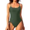 imageYonique One Piece Swimsuits for Women Tummy Control Bathing Suits Cute SwimwearDark Army Green