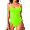 imageYonique One Piece Swimsuits for Women Tummy Control Bathing Suits Cute SwimwearNeon Green