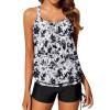 imageYonique Womens Blouson Tankini Swimsuits Two Piece Strappy Bathing Suit Tops with Shorts Criss Cross SwimwearTie Dye