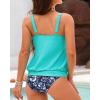imageYonique Blouson Tankini Swimsuits for Women Loose Fit Floral Printed Modest Two Piece Bathing SuitsAqua Green and Floral