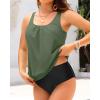 imageYonique Blouson Tankini Swimsuits for Women Loose Fit Floral Printed Modest Two Piece Bathing SuitsArmy Green Tankini