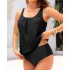 imageYonique Blouson Tankini Swimsuits for Women Loose Fit Floral Printed Modest Two Piece Bathing SuitsBlack Tankini