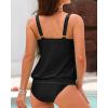 imageYonique Blouson Tankini Swimsuits for Women Loose Fit Floral Printed Modest Two Piece Bathing SuitsBlack Tankini