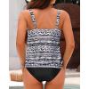 imageYonique Blouson Tankini Swimsuits for Women Loose Fit Floral Printed Modest Two Piece Bathing SuitsBlack and White