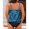 imageYonique Blouson Tankini Swimsuits for Women Loose Fit Floral Printed Modest Two Piece Bathing SuitsBlue Black Paisley