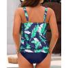 imageYonique Blouson Tankini Swimsuits for Women Loose Fit Floral Printed Modest Two Piece Bathing SuitsBlue Green Leaf