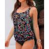 imageYonique Blouson Tankini Swimsuits for Women Loose Fit Floral Printed Modest Two Piece Bathing SuitsColorful Paisley