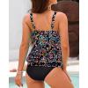 imageYonique Blouson Tankini Swimsuits for Women Loose Fit Floral Printed Modest Two Piece Bathing SuitsColorful Paisley