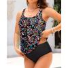 imageYonique Blouson Tankini Swimsuits for Women Loose Fit Floral Printed Modest Two Piece Bathing SuitsColorful Paisley
