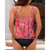 imageYonique Blouson Tankini Swimsuits for Women Loose Fit Floral Printed Modest Two Piece Bathing SuitsCoral Tankini