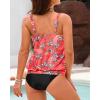 imageYonique Blouson Tankini Swimsuits for Women Loose Fit Floral Printed Modest Two Piece Bathing SuitsCoral Tankini