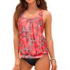 imageYonique Blouson Tankini Swimsuits for Women Loose Fit Floral Printed Modest Two Piece Bathing SuitsCoral Tankini