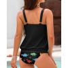 imageYonique Blouson Tankini Swimsuits for Women Loose Fit Floral Printed Modest Two Piece Bathing SuitsDinosaur