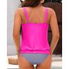imageYonique Blouson Tankini Swimsuits for Women Loose Fit Floral Printed Modest Two Piece Bathing SuitsHot Pink