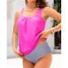 imageYonique Blouson Tankini Swimsuits for Women Loose Fit Floral Printed Modest Two Piece Bathing SuitsHot Pink