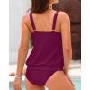 imageYonique Blouson Tankini Swimsuits for Women Loose Fit Floral Printed Modest Two Piece Bathing SuitsMaroon
