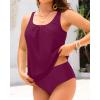 imageYonique Blouson Tankini Swimsuits for Women Loose Fit Floral Printed Modest Two Piece Bathing SuitsMaroon