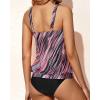 imageYonique Blouson Tankini Swimsuits for Women Loose Fit Floral Printed Modest Two Piece Bathing SuitsPink Diagonal Stripes