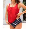 imageYonique Blouson Tankini Swimsuits for Women Loose Fit Floral Printed Modest Two Piece Bathing SuitsRed