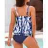 imageYonique Blouson Tankini Swimsuits for Women Loose Fit Floral Printed Modest Two Piece Bathing SuitsTie Dye and Navy Blue