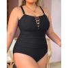 imageYonique Women Plus Size One Piece Swimsuits Tummy Control Bathing Suits Vintage SwimwearBlack