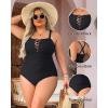 imageYonique Women Plus Size One Piece Swimsuits Tummy Control Bathing Suits Vintage SwimwearBlack