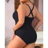 imageYonique Women Plus Size One Piece Swimsuits Tummy Control Bathing Suits Vintage SwimwearBlack