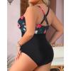imageYonique Women Plus Size One Piece Swimsuits Tummy Control Bathing Suits Vintage SwimwearBlack Floral