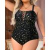 imageYonique Women Plus Size One Piece Swimsuits Tummy Control Bathing Suits Vintage SwimwearBlack Star